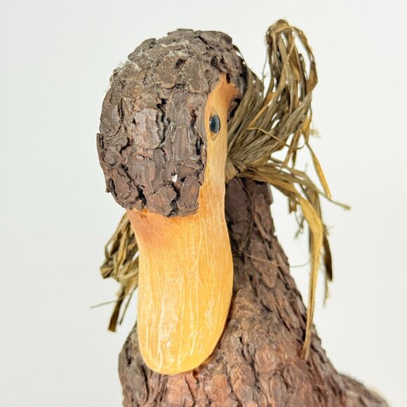 Rustic Style 2 Wood Duck Handcrafted Decor With Bark Like Texture Metal Feet - Picture 8 of 15
